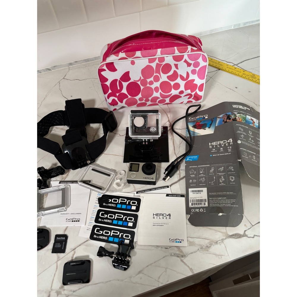 GoPro Hero4 Silver Action Camera Bundle with Head Strap Mount and Case